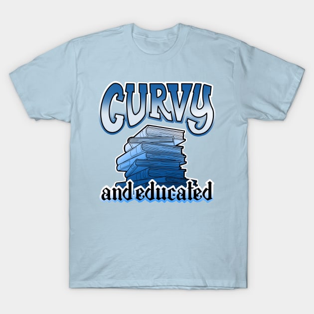 Curvy and educated, stack of blue books T-Shirt by weilertsen